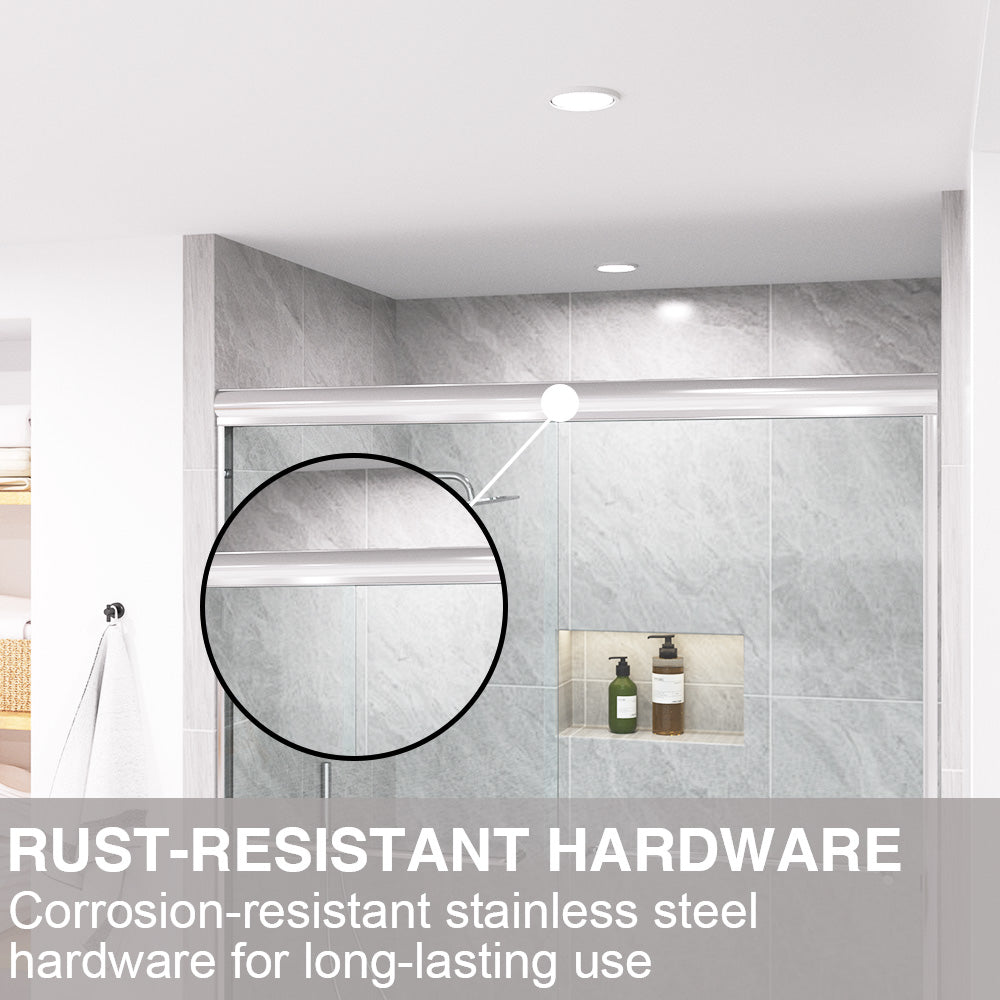 Shine 60 in. W x 72 in. H Semi-Frameless Sliding Shower Door with 5/16 in. Clear Tempered Glass 98-7260CR8