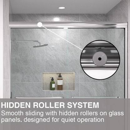 Shine 60 in. W x 72 in. H Semi-Frameless Sliding Shower Door with 5/16 in. Clear Tempered Glass 98-7260CR9