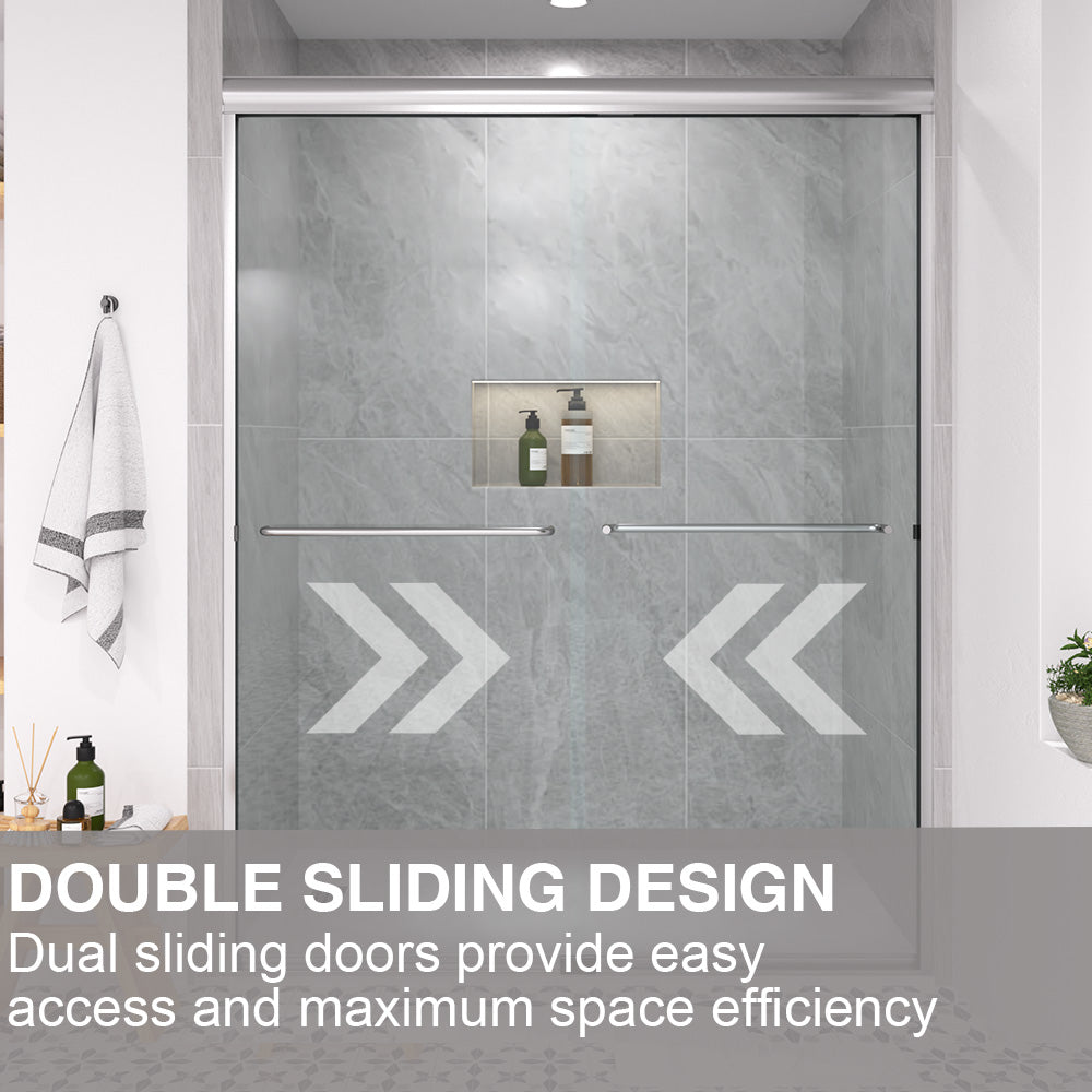 Shine 60 in. W x 72 in. H Semi-Frameless Sliding Shower Door with 5/16 in. Clear Tempered Glass 98-7260NK10