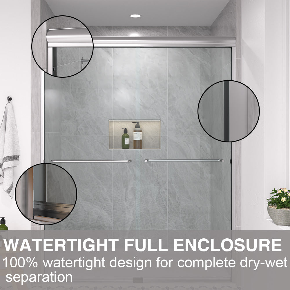 Shine 60 in. W x 72 in. H Semi-Frameless Sliding Shower Door with 5/16 in. Clear Tempered Glass 98-7260NK11