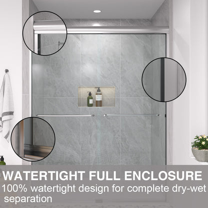 Shine 60 in. W x 72 in. H Semi-Frameless Sliding Shower Door with 5/16 in. Clear Tempered Glass 98-7260NK11