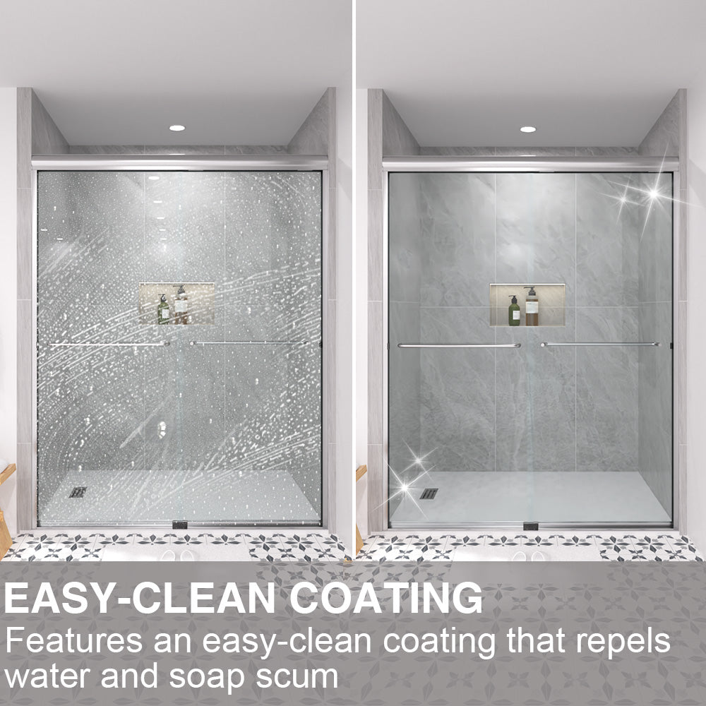 Shine 60 in. W x 72 in. H Semi-Frameless Sliding Shower Door with 5/16 in. Clear Tempered Glass 98-7260NK12