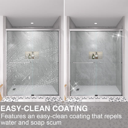 Shine 60 in. W x 72 in. H Semi-Frameless Sliding Shower Door with 5/16 in. Clear Tempered Glass 98-7260NK12