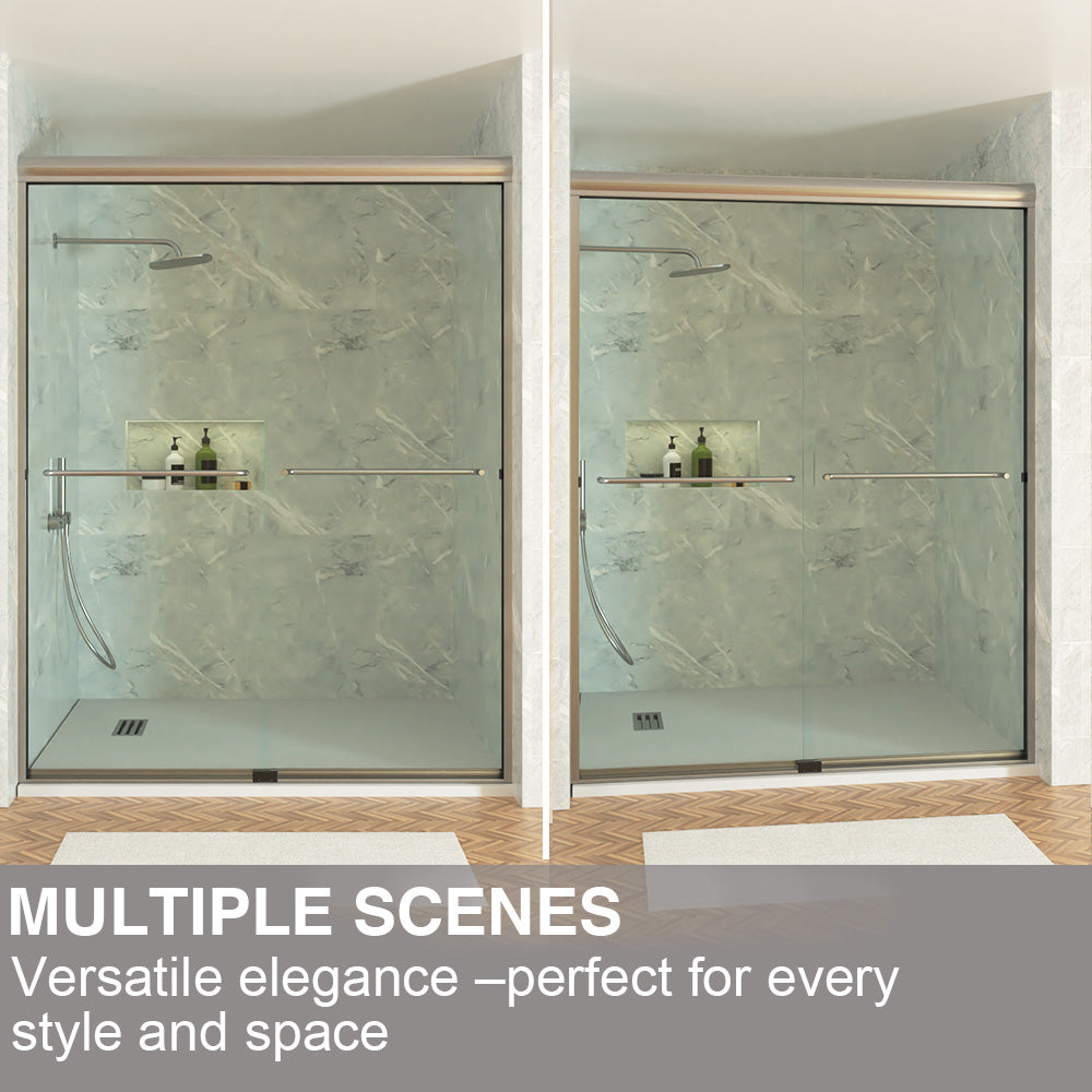 Shine 60 in. W x 72 in. H Semi-Frameless Sliding Shower Door with 5/16 in. Clear Tempered Glass 98-7260NK13