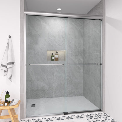 Shine 60 in. W x 72 in. H Semi-Frameless Sliding Shower Door with 5/16 in. Clear Tempered Glass 98-7260NK2