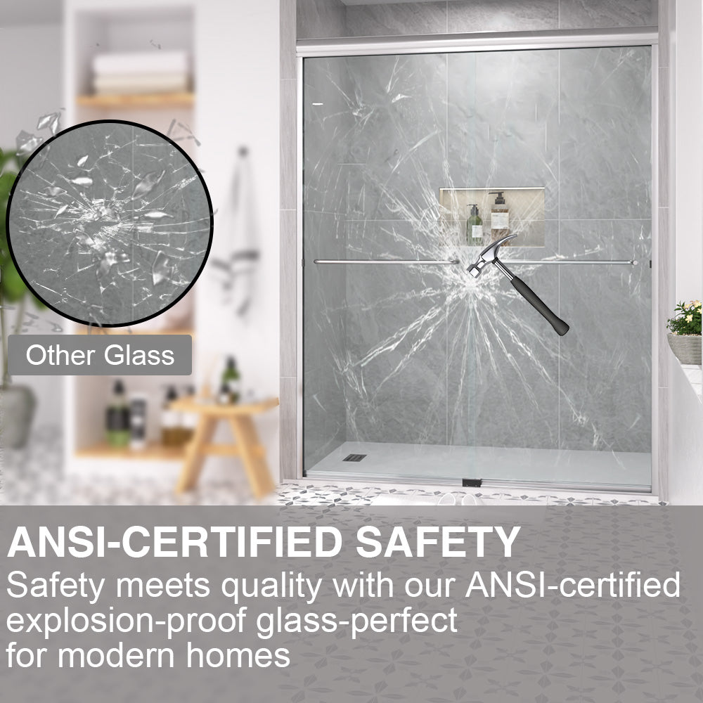Shine 60 in. W x 72 in. H Semi-Frameless Sliding Shower Door with 5/16 in. Clear Tempered Glass 98-7260NK5