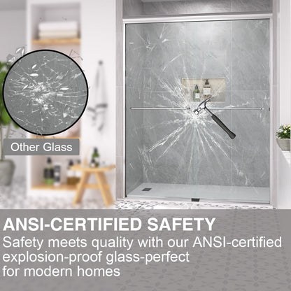 Shine 60 in. W x 72 in. H Semi-Frameless Sliding Shower Door with 5/16 in. Clear Tempered Glass 98-7260NK5