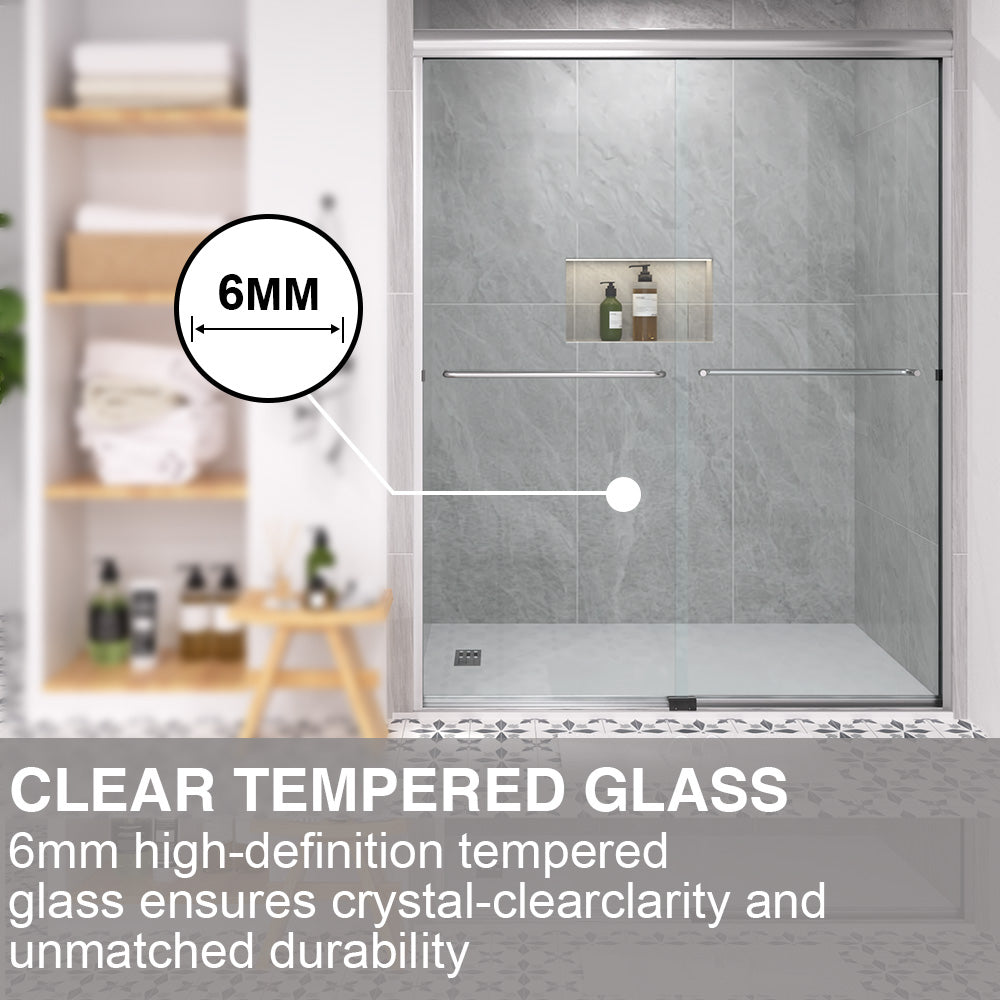Shine 60 in. W x 72 in. H Semi-Frameless Sliding Shower Door with 5/16 in. Clear Tempered Glass 98-7260NK6