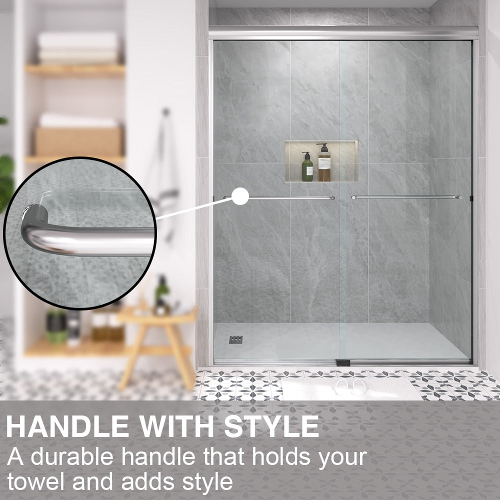 Shine 60 in. W x 72 in. H Semi-Frameless Sliding Shower Door with 5/16 in. Clear Tempered Glass 98-7260NK7