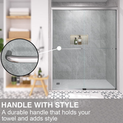 Shine 60 in. W x 72 in. H Semi-Frameless Sliding Shower Door with 5/16 in. Clear Tempered Glass 98-7260NK7