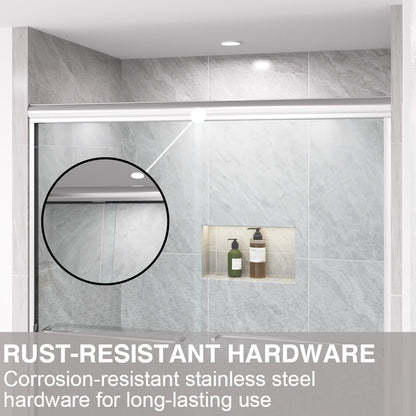 Shine 60 in. W x 72 in. H Semi-Frameless Sliding Shower Door with 5/16 in. Clear Tempered Glass 98-7260NK8