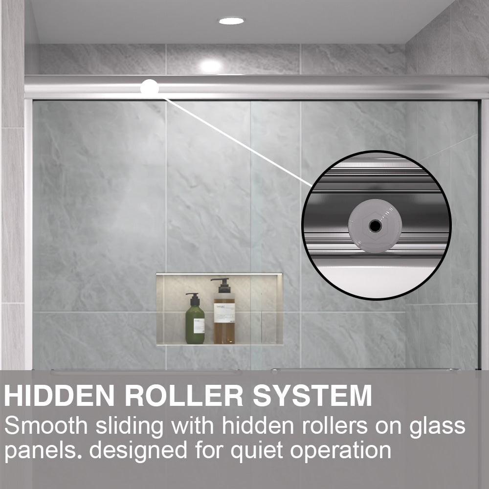 Shine 60 in. W x 72 in. H Semi-Frameless Sliding Shower Door with 5/16 in. Clear Tempered Glass 98-7260NK9