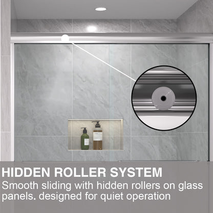 Shine 60 in. W x 72 in. H Semi-Frameless Sliding Shower Door with 5/16 in. Clear Tempered Glass 98-7260NK9
