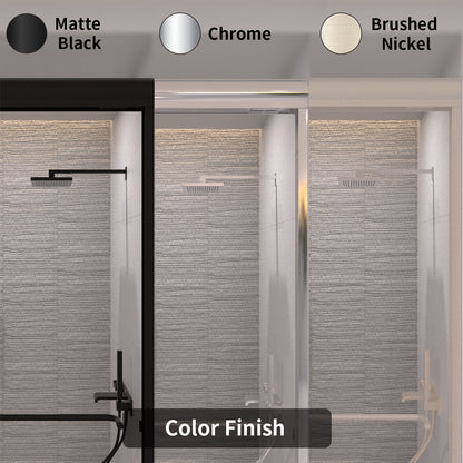TaiMei 60 in. W x 72 in. H Sliding Framed Shower Door with Clear Glass and Handles 98-7660-BL04_997f52e7-e992-465d-a11f-66756cb89ce5