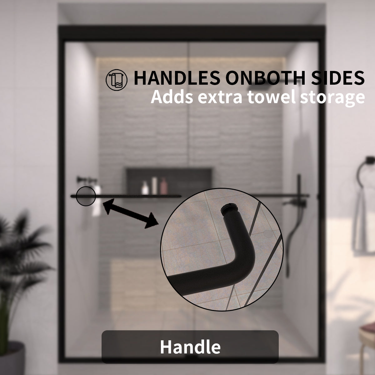 TaiMei 60 in. W x 72 in. H Sliding Framed Shower Door with Clear Glass and Handles 98-7660-BL07_997f7eea-7ea3-46fc-8f3a-ac82e375cdba