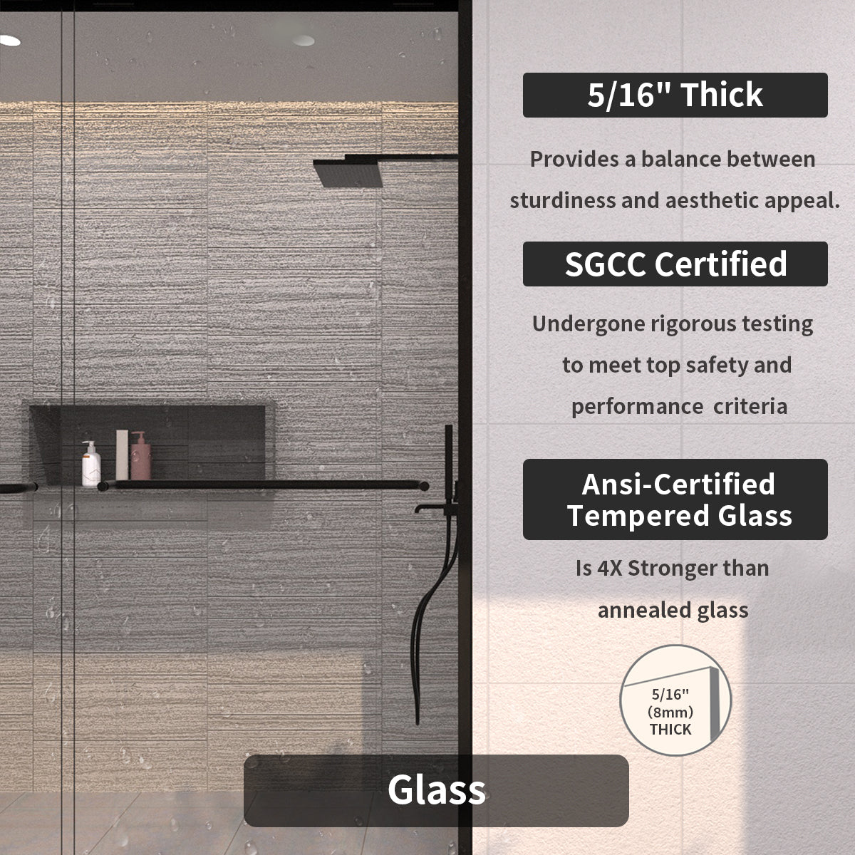TaiMei 60 in. W x 72 in. H Sliding Framed Shower Door with Clear Glass and Handles 98-7660-BL08_a18788c5-1498-4a54-bb90-ced10ac92b4c
