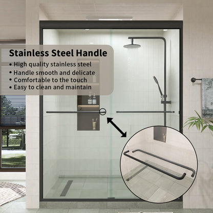 60 in. W × 76 in. H Sliding Semi-Frameless Shower Door with Clear Glass
