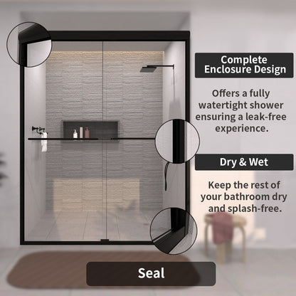 TaiMei 60 in. W x 72 in. H Sliding Framed Shower Door with Clear Glass and Handles 98-7660-BL10_904b3b5d-ee00-484b-8211-dd378e9ed823