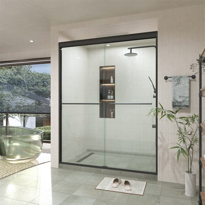 60 in. W × 76 in. H Sliding Semi-Frameless Shower Door with Clear Glass