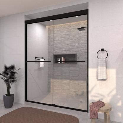 TaiMei 60 in. W x 72 in. H Sliding Framed Shower Door with Clear Glass and Handles 98-7660-BL15_d6fc7c2e-d8ee-4971-9b8c-7a208f2b41c5