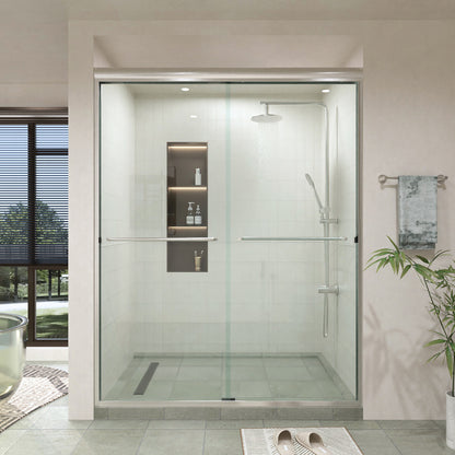 60 in. W × 76 in. H Sliding Semi-Frameless Shower Door with Clear Glass