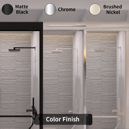 TaiMei 60 in. W x 72 in. H Sliding Framed Shower Door with Clear Glass and Handles 98-7660-BN04_dab0c340-463b-4a01-8780-090b01ed3272