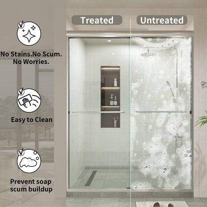 60 in. W × 76 in. H Sliding Semi-Frameless Shower Door with Clear Glass