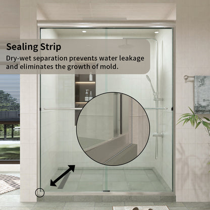 60 in. W × 76 in. H Sliding Semi-Frameless Shower Door with Clear Glass