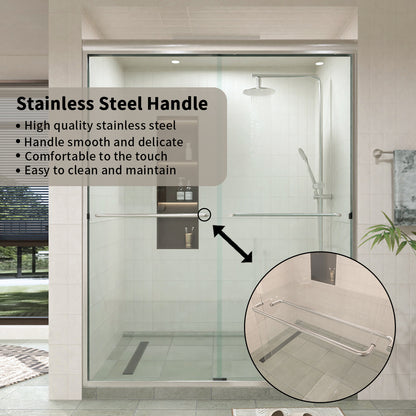 60 in. W × 76 in. H Sliding Semi-Frameless Shower Door with Clear Glass