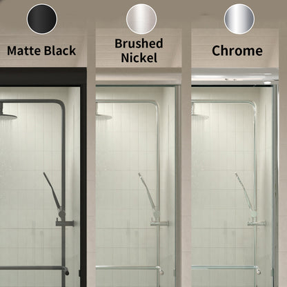 60 in. W × 76 in. H Sliding Semi-Frameless Shower Door with Clear Glass