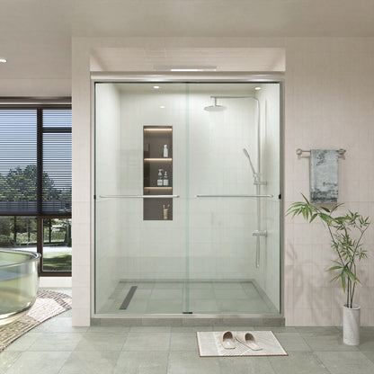 60 in. W × 76 in. H Sliding Semi-Frameless Shower Door with Clear Glass