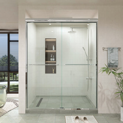 60 in. W × 76 in. H Sliding Semi-Frameless Shower Door with Clear Glass
