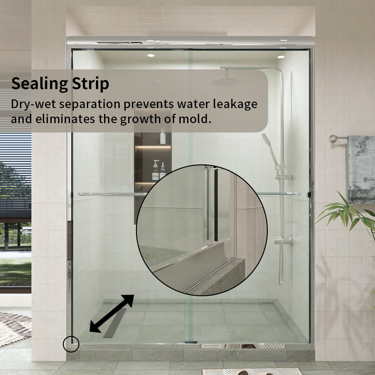 60 in. W × 76 in. H Sliding Semi-Frameless Shower Door with Clear Glass