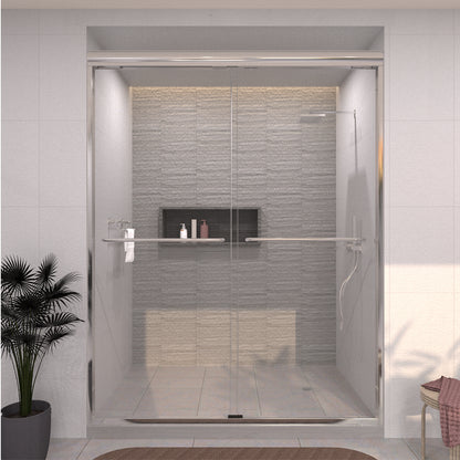 TaiMei 60 in. W x 72 in. H Sliding Framed Shower Door with Clear Glass and Handles Chrome 98-7660-SV01_be21fbd1-0d1a-473d-8238-9c1e3168591f