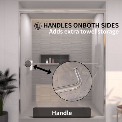 TaiMei 60 in. W x 72 in. H Sliding Framed Shower Door with Clear Glass and Handles 98-7660-SV07