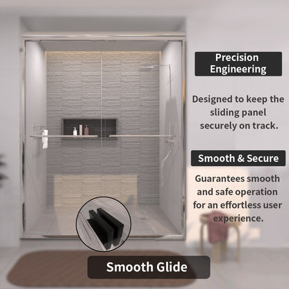 TaiMei 60 in. W x 72 in. H Sliding Framed Shower Door with Clear Glass and Handles 98-7660-SV09