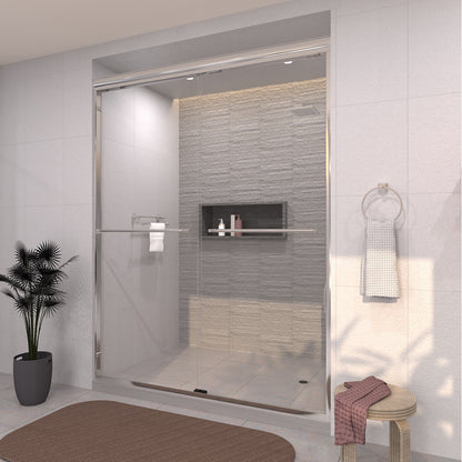 TaiMei 60 in. W x 72 in. H Sliding Framed Shower Door with Clear Glass and Handles 98-7660-SV15
