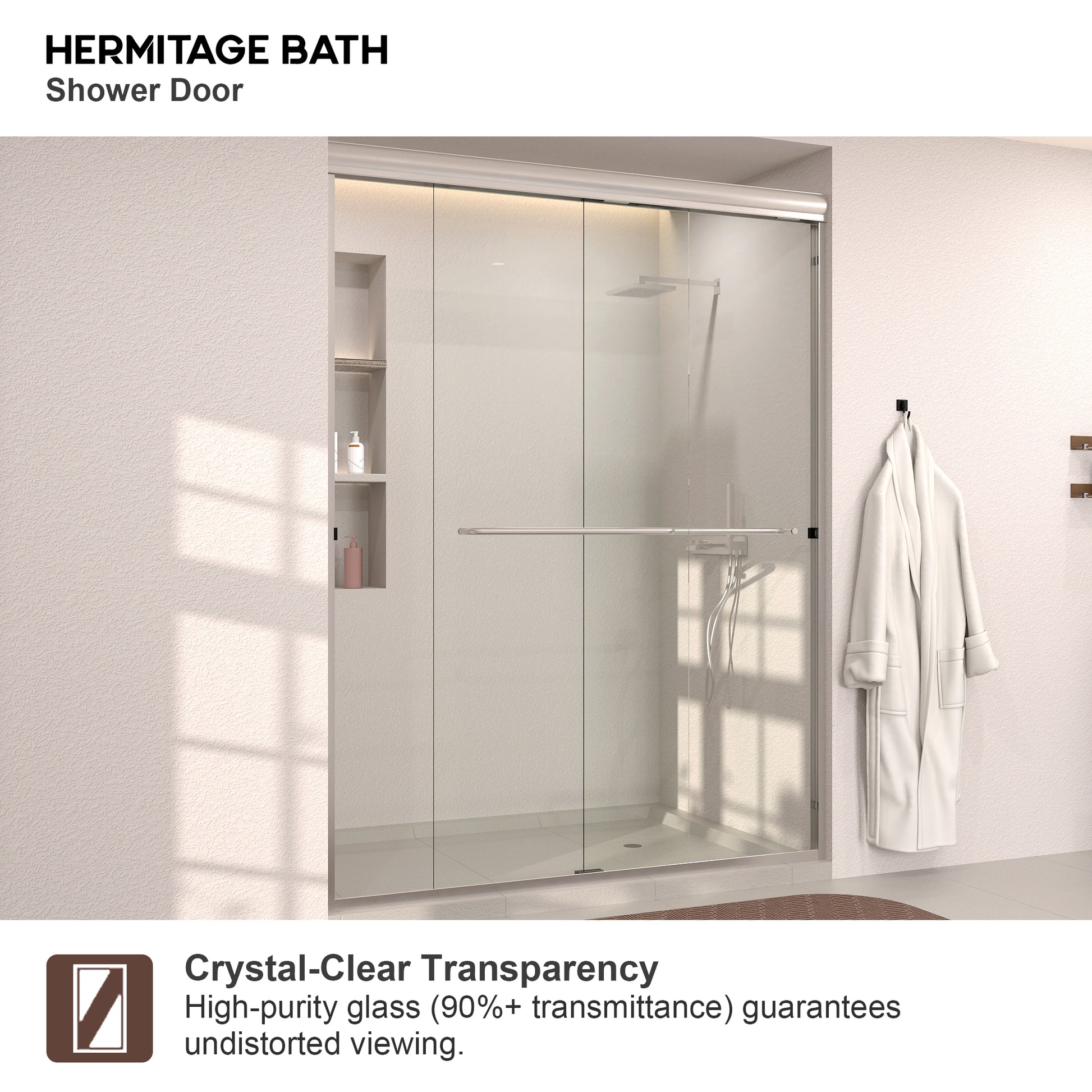 Nepti 60 in. W x 72 in. H Sliding Semi-Frameless Shower Door with Clear Glass 98BN-10