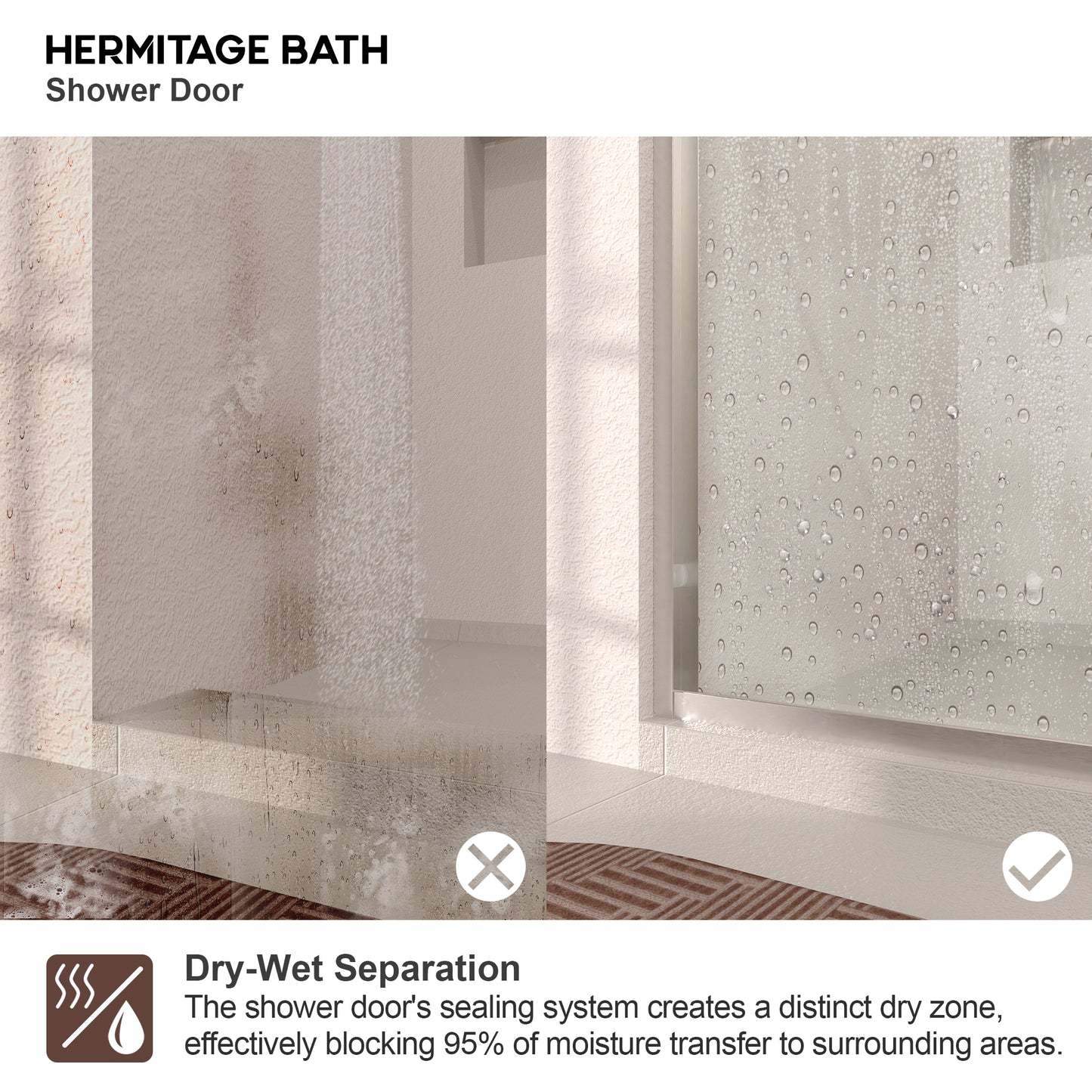 Nepti 60 in. W x 72 in. H Sliding Semi-Frameless Shower Door with Clear Glass 98BN-11