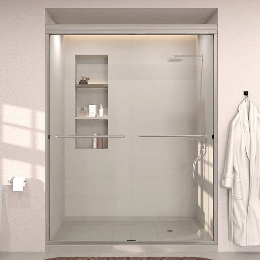 Nepti 60 in. W x 72 in. H Sliding Semi-Frameless Shower Door with Clear Glass