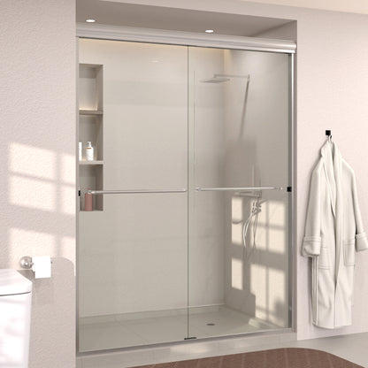 Nepti 60 in. W x 72 in. H Sliding Semi-Frameless Shower Door with Clear Glass 98BN-2