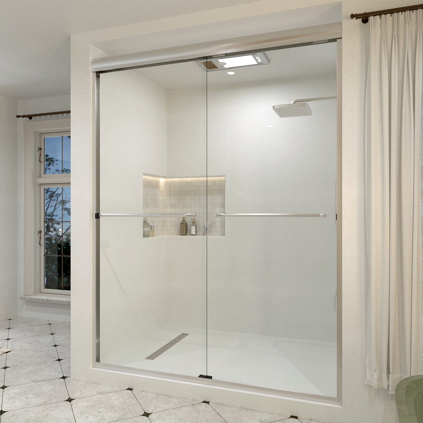 Aether 60 in. W x 72 in. H Sliding Framed Classic Style Shower Door 98BN-2_a0ad3c20-dcca-4899-b004-366b4b8ea2a6