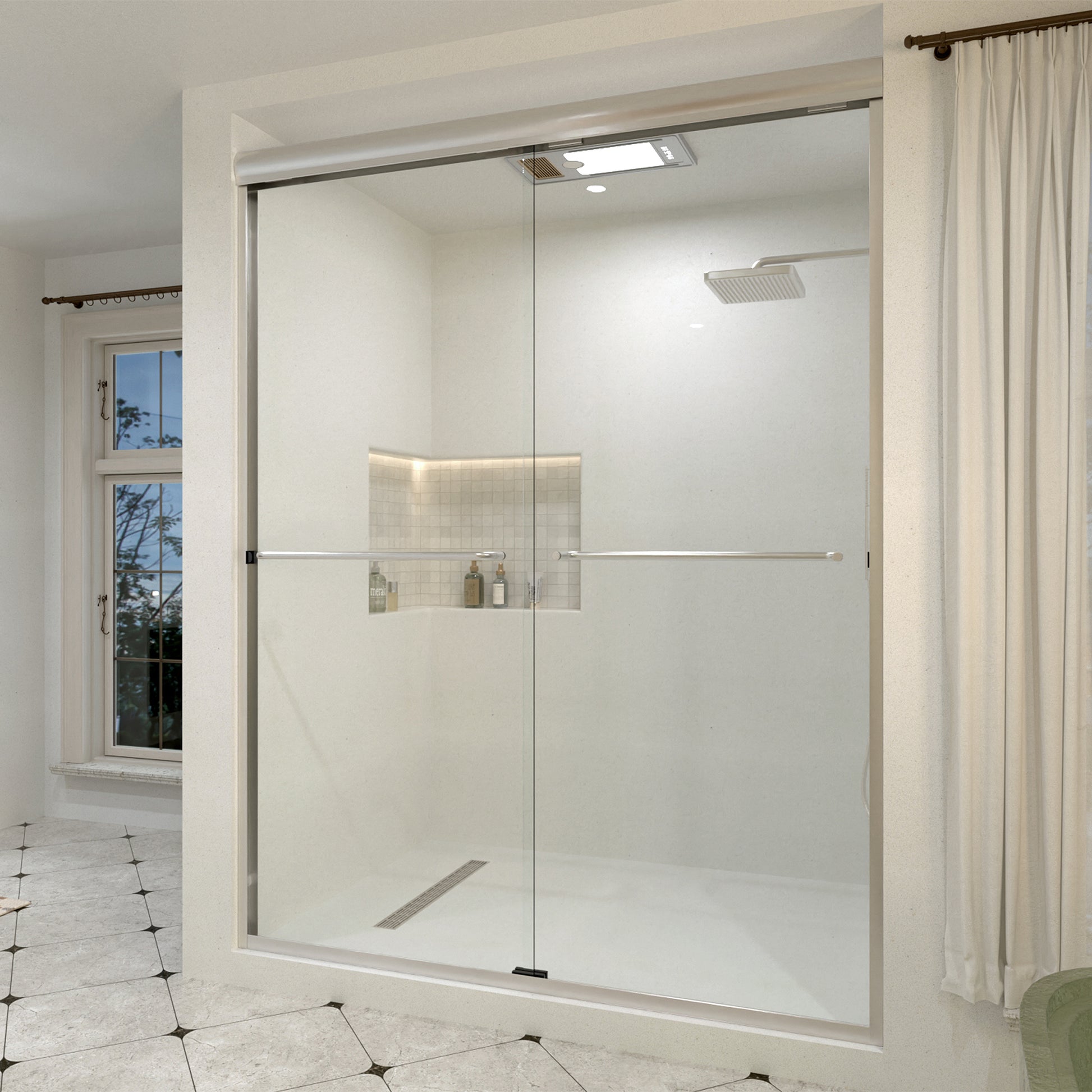 Aether 60 in. W x 72 in. H Sliding Framed Classic Style Shower Door 98BN-2_a0ad3c20-dcca-4899-b004-366b4b8ea2a6