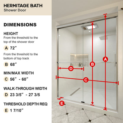 Aether 60 in. W x 72 in. H Sliding Framed Classic Style Shower Door 98BN-3_1a77da46-521a-44d3-b491-72c1ee4e298a