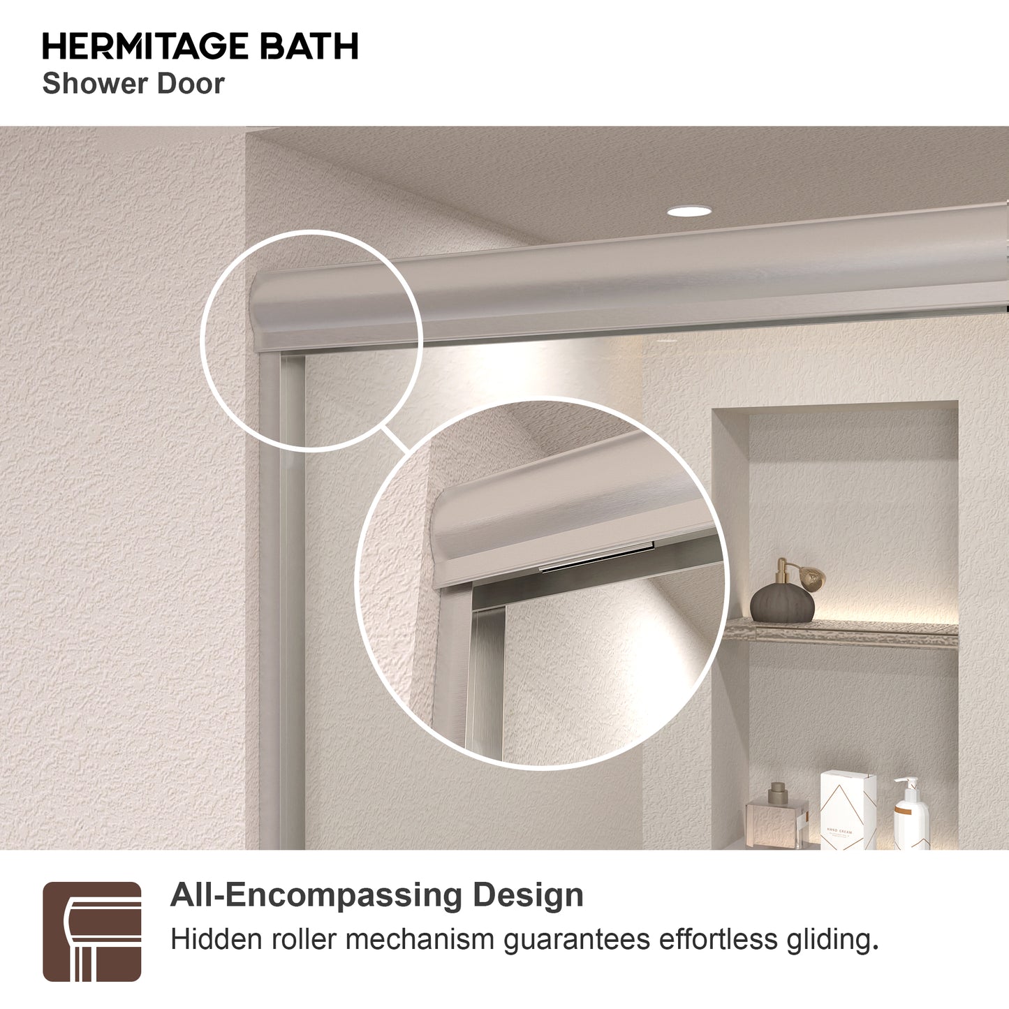 Nepti 60 in. W x 72 in. H Sliding Semi-Frameless Shower Door with Clear Glass 98BN-4