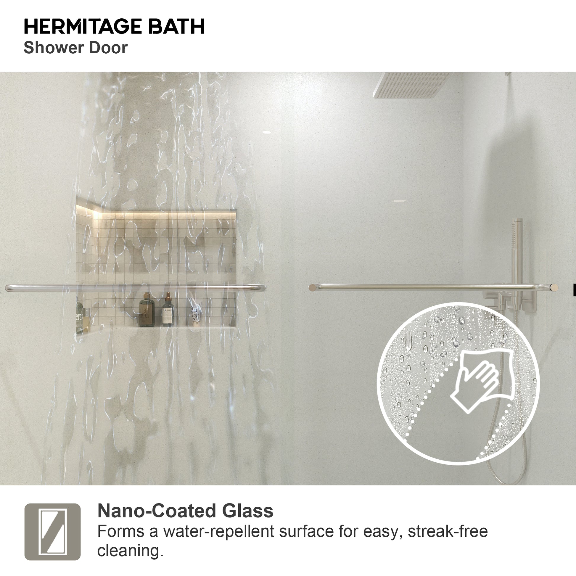 JRStart 60 in. W x 72 in. H Sliding Semi-Frameless Shower Door Finish with Clear Glass 98BN-8_f25d3e9d-2875-4149-8b2d-6588a66fcd50
