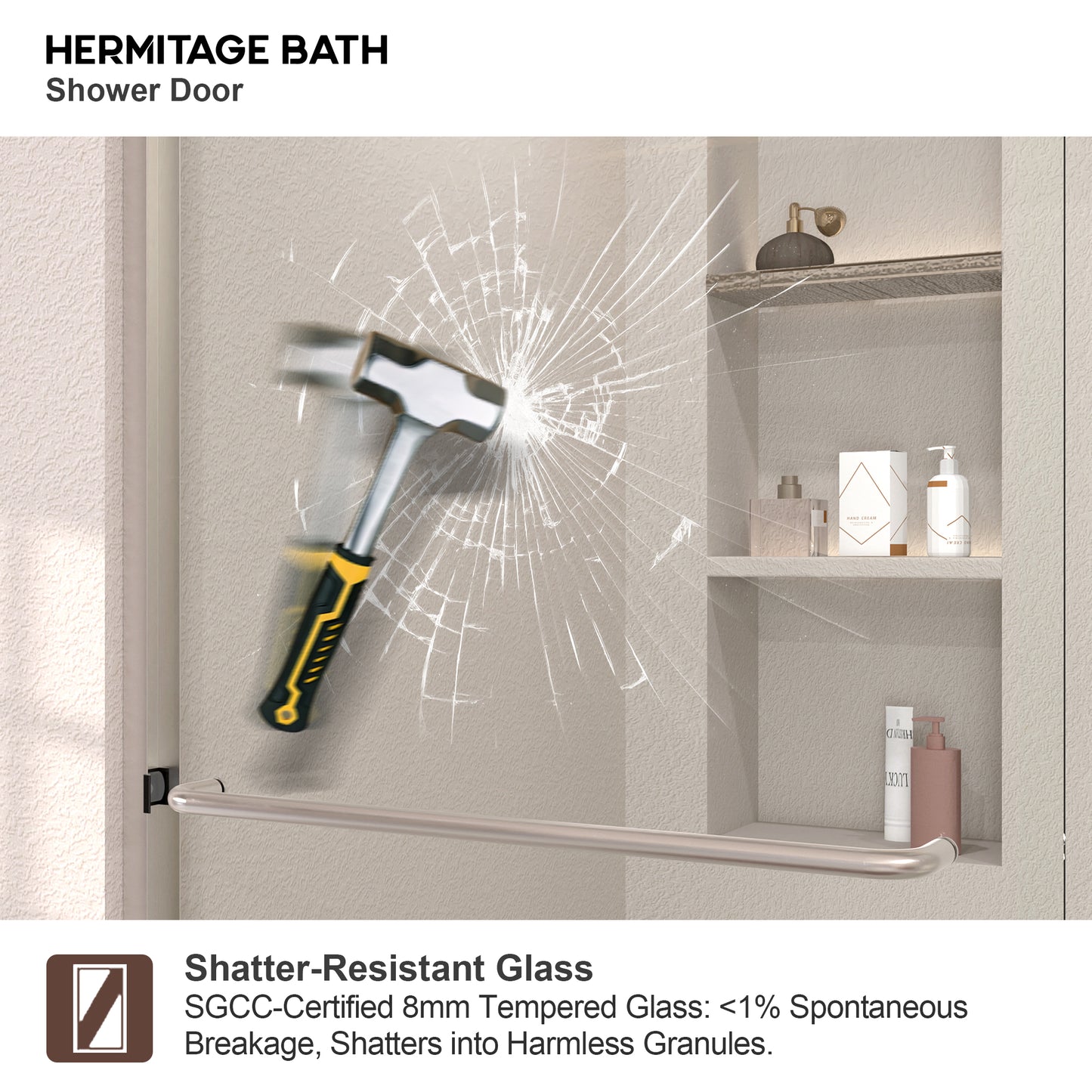 Nepti 60 in. W x 72 in. H Sliding Semi-Frameless Shower Door with Clear Glass 98BN-9