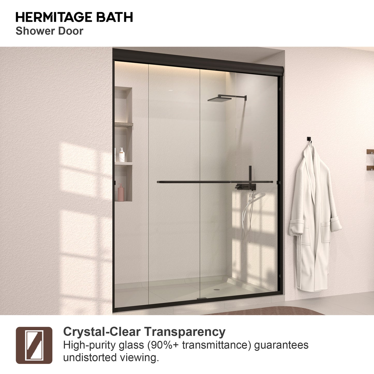 Nepti 60 in. W x 72 in. H Sliding Semi-Frameless Shower Door with Clear Glass 98MB-10
