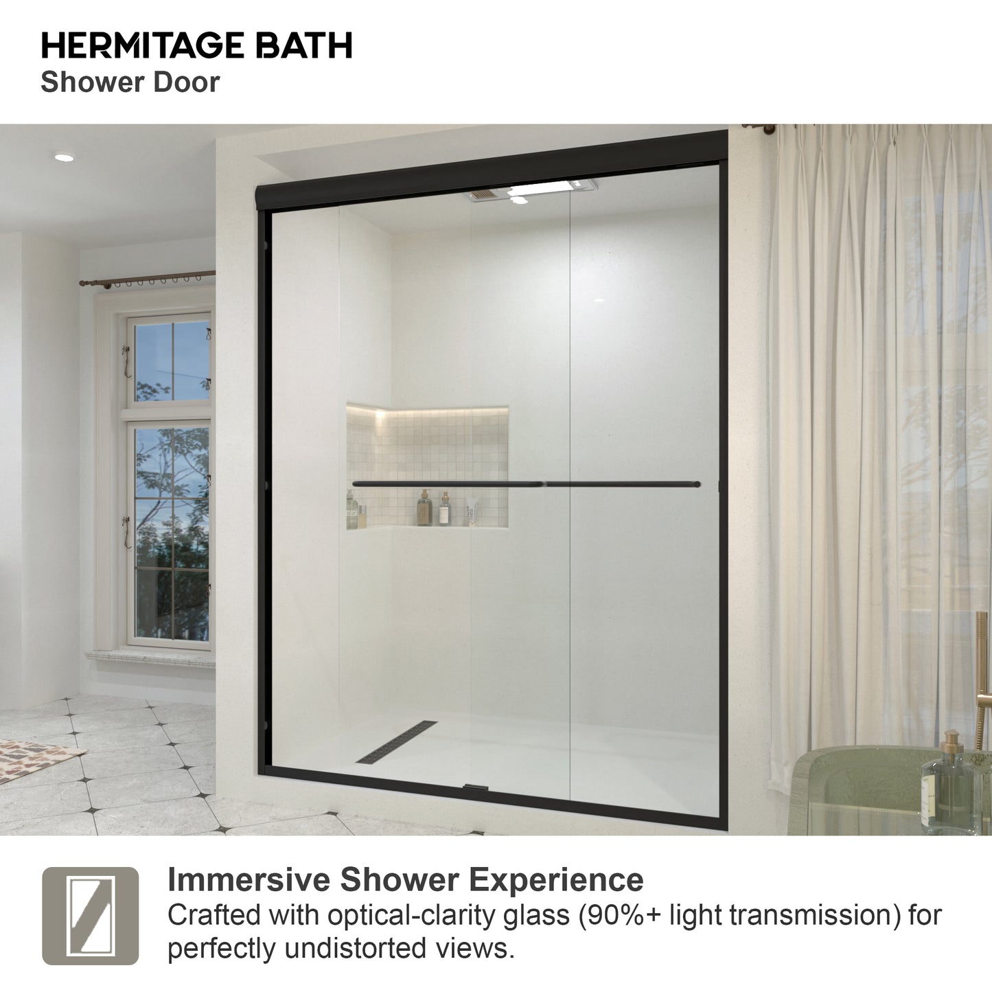 JRStart 60 in. W x 72 in. H Sliding Semi-Frameless Shower Door Finish with Clear Glass 98MB-10_19637985-a65a-4e9b-ab28-30f4a268517d