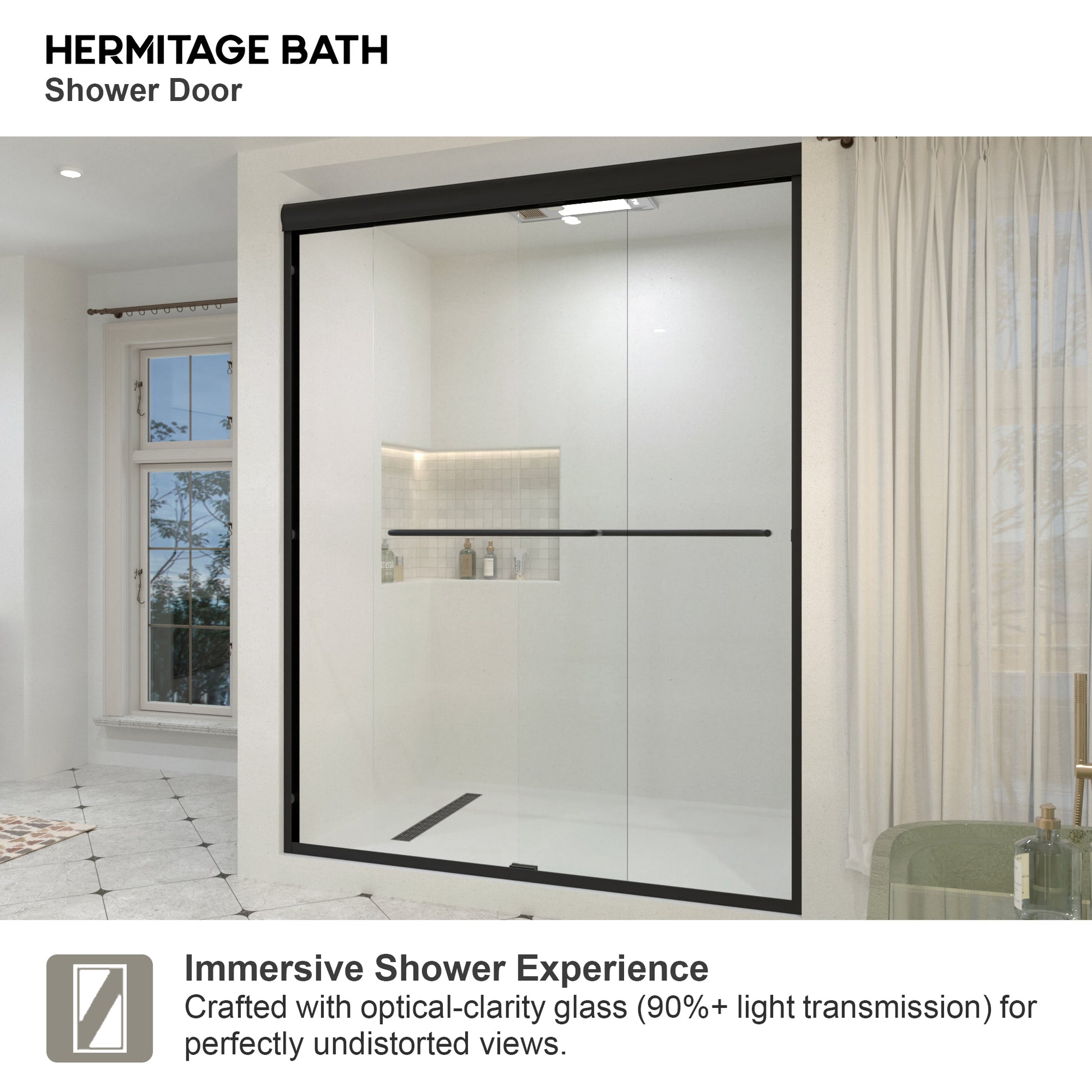 JRStart 60 in. W x 72 in. H Sliding Semi-Frameless Shower Door Finish with Clear Glass 98MB-10_19637985-a65a-4e9b-ab28-30f4a268517d